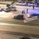 Неподалеку от омского ж/д вокзала автомобилист не вписался в «стайку» припаркованных машин
